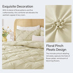 BEDELITE Beige Queen Comforter Set - 3 Pieces Boho Pintuck Bedding Comforter Sets, Lightweight Soft & Warm Bed Comforter Queen with 2 Pillowcases for All Season