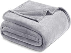 Exclusivo Mezcla Fleece Blanket King Size for Bed, Super Soft and Warm, All Season, Cozy, Plush, Lightweight, 90x104 Inches, Light Grey