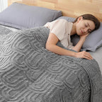 Sherpa Fleece Adult Weighted Blanket Great for Sleep, 15 lbs Dual Sided Soft Fuzzy Heavy Blankets for Couch Bed Sofa, Cozy Warm Fluffy Arched Jacquard Throw for Winter (Grey, 60" x 80", 15 Pounds)