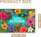 Hello Summer Area Rug 2x3 ft Entry Rug Washable Boho Rugs Non Slip Low Pile Floral Door Mat Small Carpet for Bedroom, Bedside, Kids Room, Office, Dining Room