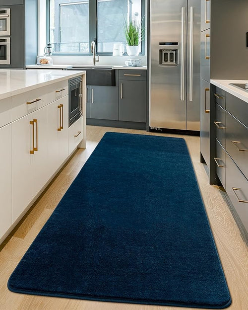 Andecor Shag Runner Rug for Bedroom Living Room, 2x6 Navy Blue Washable Fluffy Hallway Runner Area Rugs for Kitchen Boys Girls Kids Room Home Decorations Carpet