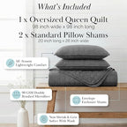 Southshore Fine Living, Inc. Oversized Quilt Bedding Set Queen Size, Soft Coverlet Full Size, Lightweight Bedspread 3-Piece with Two Matching Quilted Pillow Shams, All Season Full/Queen Quilts, Slate
