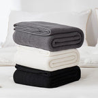 Longhui bedding Dark Grey 100% Cotton Lightweight Cable Knit Throw Blanket for Couch Sofa Bed Home Decorative, Bonus Laundering Bag, Dark Gray 50“ x 60”, Machine Washable