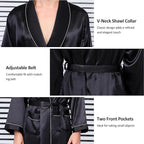Haseil Men's Satin Robe Dragon Luxurious Silk Spa Long Sleeve House Kimono Bathrobe