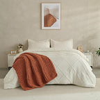 Soft Knitted Throw Blanket - 50x60 Inch Cozy & Lightweight All-Season Blanket, Wrinkle-Resistant Polyester for Couch, Bed, Sofa, Reading Nook (Orange)