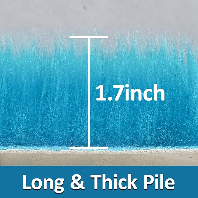 1.3ft Small Round Blue Rug,Thick Furry Fluffy Carpet for Teen,Sheepskin Fur Shaggy Circular Rug for Indoor Bedroom Room Living Room Nursery Decor Chair