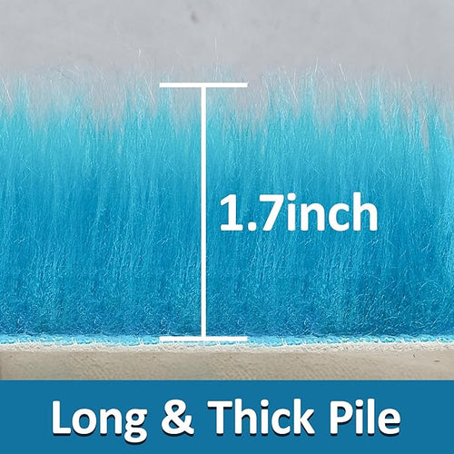 1.3ft Small Round Blue Rug,Thick Furry Fluffy Carpet for Teen,Sheepskin Fur Shaggy Circular Rug for Indoor Bedroom Room Living Room Nursery Decor Chair