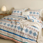 Luxlovery Aztec Comforter Set King Beige Blue Bohemian Bedding Set King Southwestern Exotic Ethnic Rustic Native American Navajo Bedding Set Folkloric Comforter Set Women Men