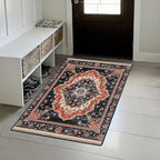 Area Rug 2x3 ft Rug Washable Boho Rugs Non Slip Low Pile Floral Small Carpet for Bedroom, Bedside, Kids Room, Office, Dining Room (Retro Colors, 2x3 ft)