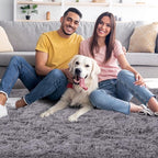 Noahas Fluffy Grey Area Rugs for Bedroom Living Room,4x5.3 Feet Thick Shag Throw Floor Carpet,Soft Shaggy Non-Slip Plush Dorm Nursery Kids Rug Home Decor Aesthetic