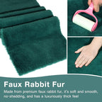 duduta Emerald Green Faux Fur Dresser Runner, Soft Fluffy Coffee Table Runner Nightstand Cover Spring Easter Decor 11.8 in x 31.5 in