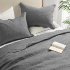 IR Imperial Rooms Twin Quilt Bedding Set Size (68” x 86”) + 1 Pillow Shams (20” x 26” + 2”) - 2 Pcs All Season Lightweight Reversible Microfiber Coverlet Floral Embossed Quilt Bedspread (Grey)