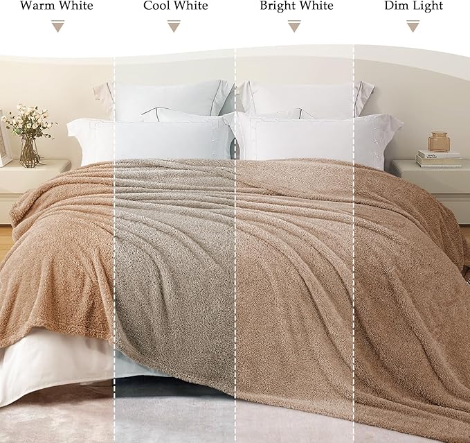 Exclusivo Mezcla Fleece King Size Bed Blanket, Ultra Soft, Lightweight and Fuzzy Camel Blanket for Women, Home Decor, 90x104 Inches