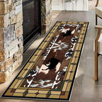 Cowprint Western Runner Rug,3x12ft,Bohemian Moroccan Geometric Runner Rug,Rustic Cabin Decor Southwest Rugs,Soft Non-Slip Long Hallway Rugs, for Bedroom Kitchen Laundry Entryway Floor Mat