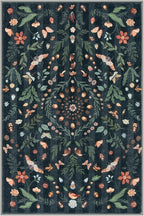Lahome Insect Botanical Floral 2x3 Small Kitchen Rugs for Entryway Black Door Mat Indoor Entrance,Washable Boho Bathroom Area Rug,Soft Non-Slip Indoor Carpet Throw Rugs for Entry Laundry(Black,2x3)