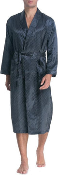 Lavenderi Mens Silky Satin Lounge Robe, Long Lightweight Sleepwear