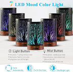 Essential Oil Diffuser - 150ML Metal Aromatherapy Diffuser for Essential Oils with 7 Colors Lights Gifts for Mom Auto Shut-Off & Ultrasonic Cool Mist Diffuser, Ambience for Home