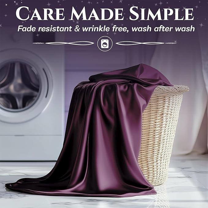 SLEEP SANCTUARY Satin Sheets Full Size – 4 Piece Luxury Silky Bed Set, Softer Than Silk, 15" Deep Pocket, Cooling & Wrinkle-Free, Moisture-Wicking & Breathable for Hair & Skin (Rosewood)