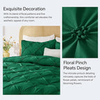 BEDELITE Forest Green King Size Comforter Set - 3 Pieces Boho Pintuck Bedding Comforter Sets, Lightweight Soft & Warm King Bedding Set with 2 Pillowcases for All Season