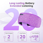 Sleep Headphones Bluetooth 6.0 Headband, 20Hr Headband Headphones with HD Stereo Speakers, Sports Wireless Earphones for Side Sleepers Workout Yoga Travel Meditation, Gifts for Women Men,Purple