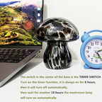 Mushroom Table Lamps Night Lights Cute Glass Nightstand Bedside Desk Lamps for Bedroom Living Study(Bulb Included) - Black