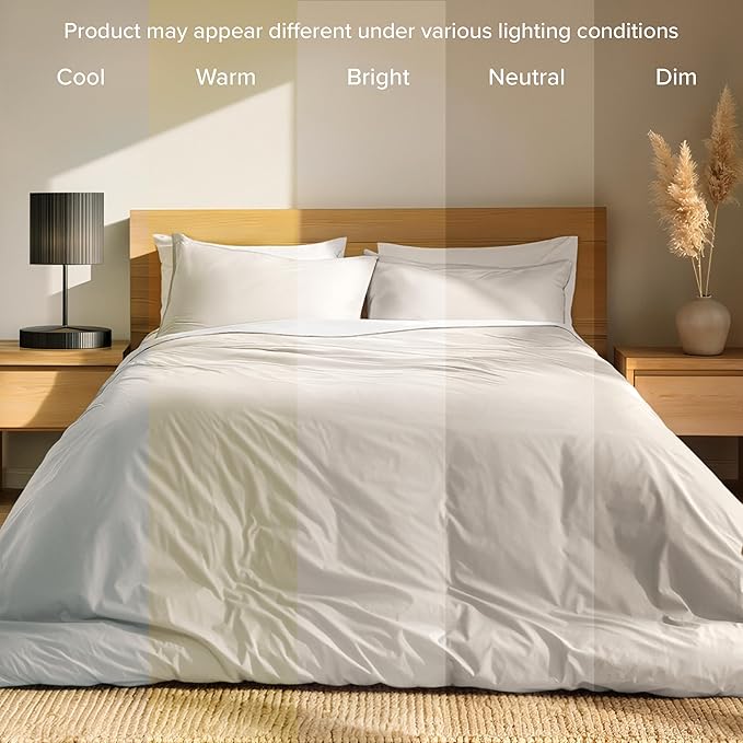 Bare Home 100% Organic Cotton California King Duvet Cover Set - Crisp Percale Weave - Lightweight & Breathable - Cooling Duvet Cover Set (California King, French Beige)