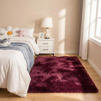 duduta Burgundy Plush Rugs for Bedroom 4x6 ft, Fluffy Carpet for Living Room, Shag Rug for Kids Room Dorm Nursery Playroom