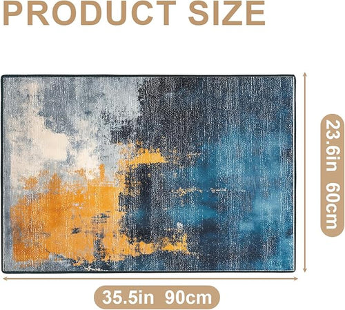 Area Rug 2x3 ft Rug Washable Boho Rugs Non Slip Low Pile Floral Small Carpet for Bedroom, Bedside, Kids Room, Office, Dining Room
