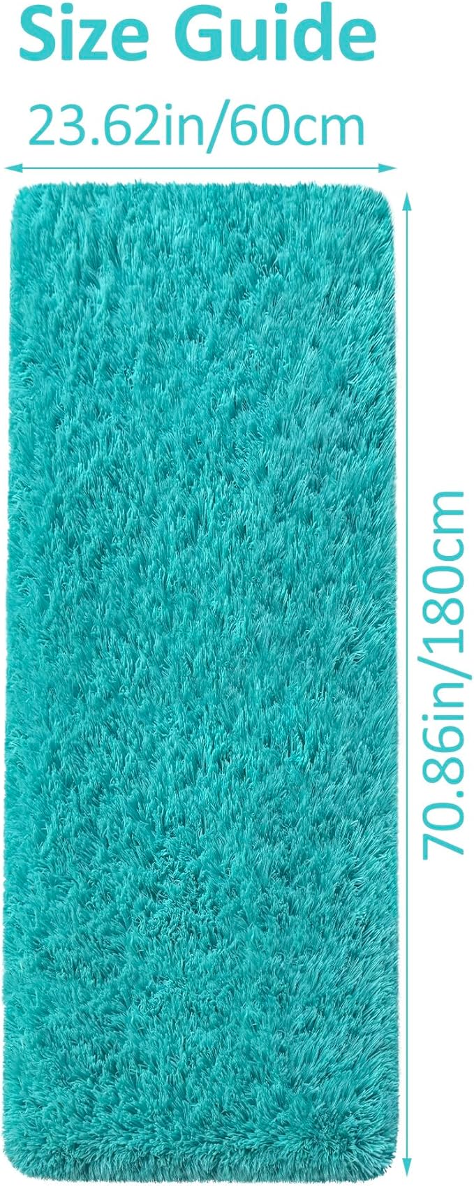Runner Rug for Bedroom 2x6 Teal Blue Fluffy Shaggy Rug Soft Plush Fuzzy Area Rug Bedside Runners for Hallway Kids Nursery Dorm Playroom Living Room Modern Indoor Decor Carpet