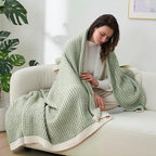 Amélie Home Knit Throw Blanket, Soft Chenille Cozy Breathable Pineapple Chunky Decorative Blanket for Couch, Bed & Sofa, French-Inspired Lightweight Warm Gift for Women, Sage Green, 50"x60"