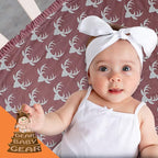 Dear Baby Gear - Reversible Baby Blankets - Soft Nursery Blanket for Newborn - Toddler Blankey - Throw Blanket for Boys & Girls - Infant Blankets - 40x30 (Antler Dusty Rose - Pink Ruffle)