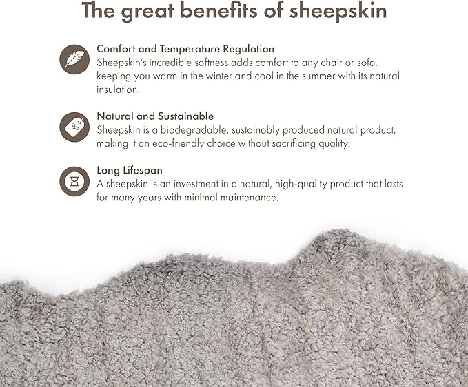 Nordic Sheep Real Sheepskin Rug Short Hair 2x3 ft | Bedside Rugs for bedrooms, Sofa, Chair or Dining Table | Each Sheepskin is Unique and Created by Nature | Small Fluffy Rug in Light Grey