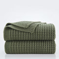 Douceur Olive Green Throw Blanket for Bed, Soft Chunky Cable Knit Throw Blanket, Classic Fisherman's Rib Stitch Pattern Throw for Living Room Gift, 60"X80"