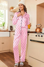 Ekouaer Women's Classic Button Down Long Satin Silk Pajama Set