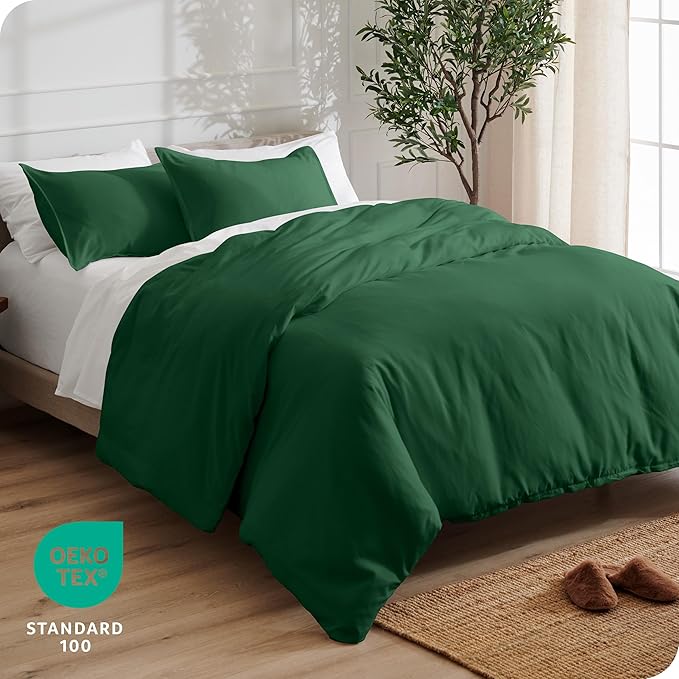Bare Home Bedding Duvet Cover Full Size - Premium 1800 Super Soft Collection - Lightweight, Cooling - Soft Breathable Bedding Duvet Cover (Full, Forest Green)