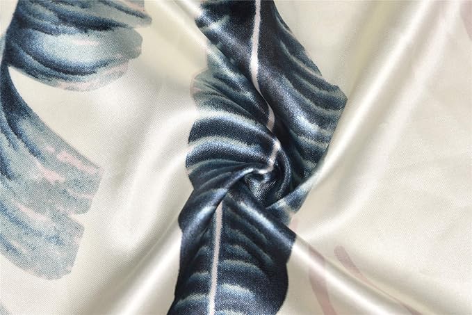 Valennia Women Long Silky Bathrobe Satin Kimono Robe Floral Printed Dressing Gown Sleepwear