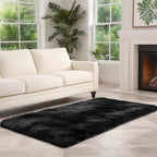 Shag 3x5 Area Rug, Black Rug for Bedroom Living Room, Non-Slip Ultra Soft Plush Fluffy Shaggy Fuzzy Rugs for Pet, Kids Room, Dorm, Bedside, Office, Entryway, Playroom, Bathroom, Modern Carpet