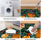 Vintage Floral Spring Area Rug 2x3 ft Entry Rug Washable Boho Rugs Non Slip Low Pile Vintage Floral Door Mat Small Carpet for Bedroom, Bedside, Kids Room, Office, Dining Room