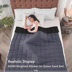 yescool Weighted Blanket for Adults (25 lbs, 60" x 80", Grey& Black) Cooling Heavy Blanket for Sleeping Perfect for 240-260 lbs, Queen Size Breathable Blanket with Premium Glass Bead, Machine Washable