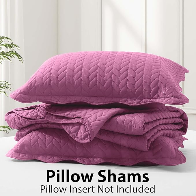 IR Imperial Rooms Twin Quilt Bedding Set Size (68” x 86”) + 1 Pillow Shams (20” x 26” + 2”) - 2 Pcs All Season Lightweight Reversible Microfiber Coverlet Embossed Quilt Bedspread (Purple)