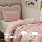 Bedsure Duvet Cover Twin/Twin XL Size - Soft Double Brushed Bedding Set for Kids & Adults, Zipper Closure, 2 Pieces, Includes 1 Duvet Cover (68"x90") & 1 Pillow Sham, NO Comforter, Blush Pink