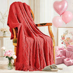inhand Red Knitted Throw Blanket for Couch Bed, Mothers Day/Mom Birthday Gifts for Mom from Daughter Son, Soft Lightweight with Tassels, Farmhouse Warm Decorative Blanket for Women, 50"x60"
