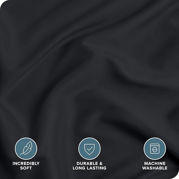 Bare Home Bedding Duvet Cover Extra Long Size - Premium 1800 Super Soft Collection - Lightweight, Cooling Duvet Cover - Soft Breathable Bedding (Twin/Twin XL, Black)