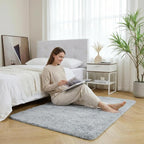 duduta Grey Soft Fluffy Rectangle Rug 3x5 ft, Shag Furry Plush Throw Rug for Bedroom Nursery Living Room Home Decor