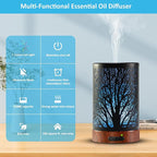 Oil Diffuser & Essential Oils Set - Oil Diffuser 150ml with 6 Essential Oils Set, Aromatherapy Cool Mist Oil Diffusers for Essential Oils, Auto Shut-Off，7 Colors Night Light,Gifts for Mom