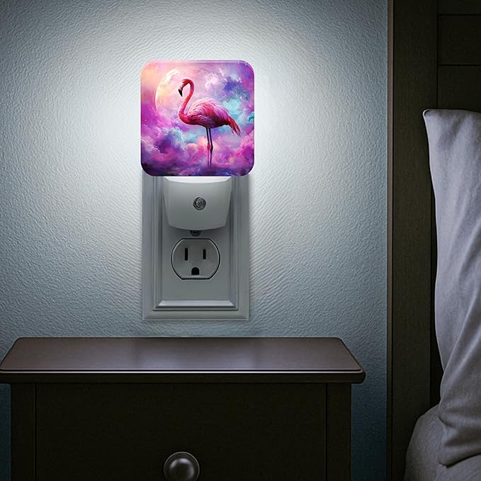 Tropical Bird Night Lights Plug Into Wall, Fantasy Fanciful Moon Clouds Summer Peach Led Night Lights Plug Into Wall Outlet for Living Room Entryway Kitchen Decor 1pcs