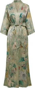 PRODESIGN Kimono Robes for Women - Long Silky Sleepwear Nightgown Bathrobe Floral Dressing Gowns Blouse Bride Bridesmaid Robe
