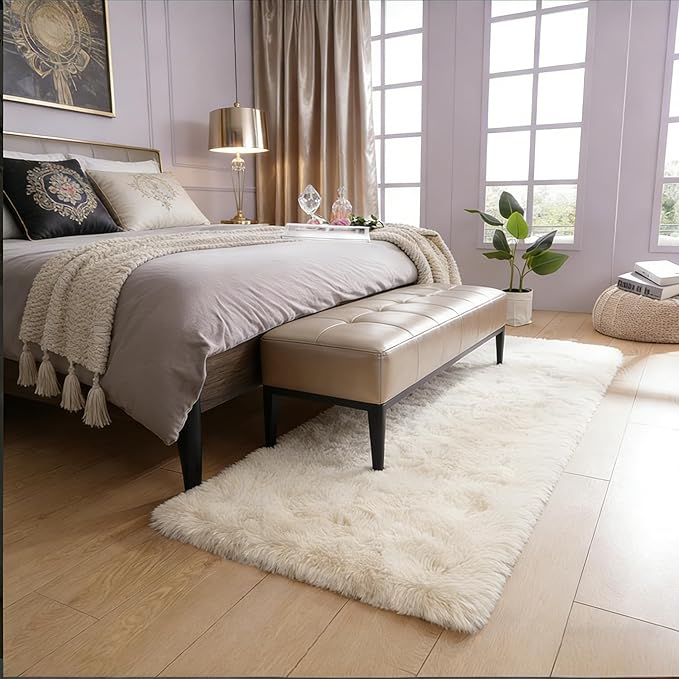 2x4 Indoor Plush Shaggy Runner Rug, Soft Fluffy Fuzzy Area Rug for Hallway Living Room Bedroom Kitchen Entryway, Non-Slip Modern Floor Carpet