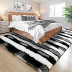 Noahas Large Fluffy 5x8 Area Rugs for Living Room Bedroom,Thick Shag Black and White Throw Rug,Big Soft Shaggy Bedside Non-Slip Plush Dorm Nursery Kids Carpet