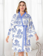 EPLAZA Silk Robes for Women Satin Robe Short Sexy Print Flower Kimono Loungewear Wedding Bridal Party
